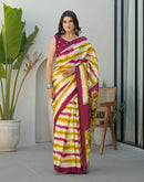 Mustard Yellow Khadi Printed Saree