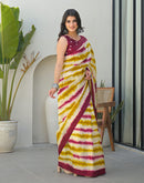 Mustard Yellow Khadi Printed Saree