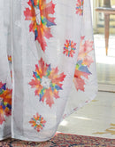 White Linen Floral Printed Saree
