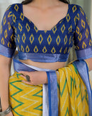 Yellow Linen Floral Printed Saree