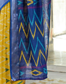 Yellow Linen Floral Printed Saree