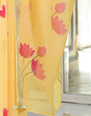 Light Yellow Linen Floral Printed Saree