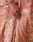 Peach Silk Printed Saree 
