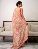 Peach Silk Printed Saree 
