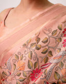 Peach Silk Printed Saree 