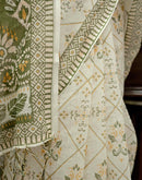 Cream Linen Printed Saree 