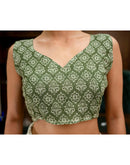 Cream Linen Printed Saree 
