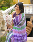 Multicoloured Linen Printed Saree