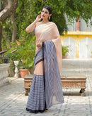 Peach Linen Printed Saree