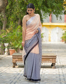 Peach Linen Printed Saree