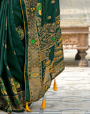 Green Vichitra Silk Foil Printed Saree