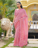 Light Pink Vichitra Silk Foil Printed Saree