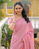 Light Pink Vichitra Silk Foil Printed Saree