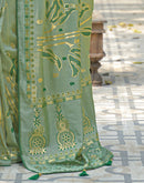 Pista Green Vichitra Silk Foil Printed Saree