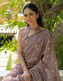 Mauve Vichitra Silk Foil Printed Saree