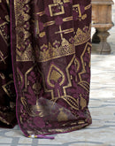Coffee Brown Vichitra Silk Foil Printed Saree