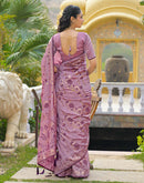 Dusty Mauve Vichitra Silk Foil Printed Saree