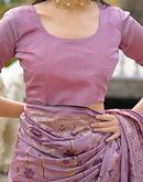 Dusty Mauve Vichitra Silk Foil Printed Saree