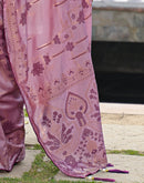 Dusty Mauve Vichitra Silk Foil Printed Saree