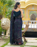 Rama Blue Chiffon Foil Printed Saree