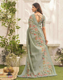 Sea Green Shimmer Silk Floral Printed Saree