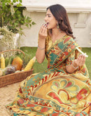 Golden Shimmer Silk Printed Kalamkari Saree 