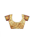 Golden Shimmer Silk Printed Kalamkari Saree 