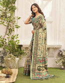 Beige Shimmer Silk Printed Kalamkari Saree 