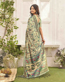 Beige Shimmer Silk Printed Kalamkari Saree 