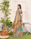 Beige Shimmer Silk Printed Kalamkari Saree 