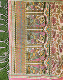Dark Beige Shimmer Silk Printed Kalamkari Saree 