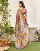 Brown Shimmer Silk Printed Kalamkari Saree 