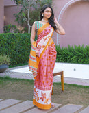 Light Pink Linen Printed Saree