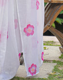 White Linen Floral Printed Saree