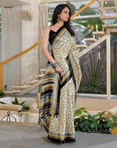 Beige Khadi Printed Saree 