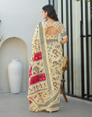 Beige Khadi Printed Saree 