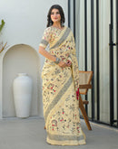 Beige Khadi Printed Saree 