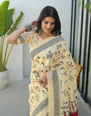 Beige Khadi Printed Saree 