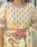 Beige Khadi Printed Saree 
