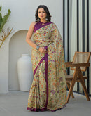 Dark Beige Khadi Printed Saree 