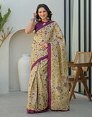 Dark Beige Khadi Printed Saree 