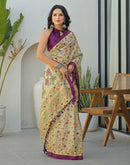 Dark Beige Khadi Printed Saree 