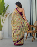 Dark Beige Khadi Printed Saree 