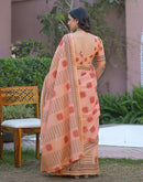 Peach Silk Printed Saree