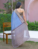 Light Blue Shimmer Silk Printed Saree