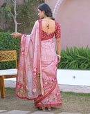 Light Pink Silk Printed Saree