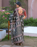 Black Shimmer Silk Printed Saree