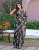 Black Shimmer Silk Printed Saree