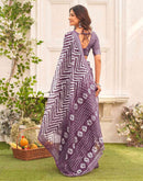 Mauve Linen Printed Saree 