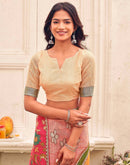 Red Linen Printed Kalamkari Saree 